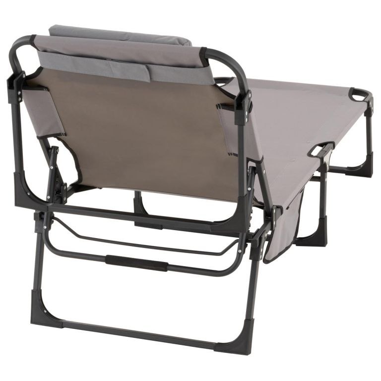 Składana leżanka, szara, poliester, wymiary: 182 x 60 x 30cm